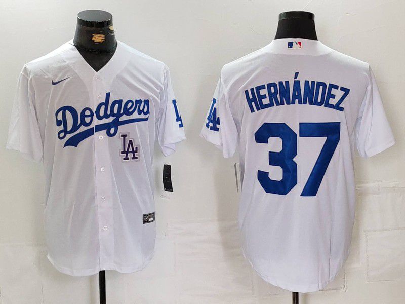 Men Los Angeles Dodgers #37 Hernandez White Nike Game 2024 MLB Jersey style 7244